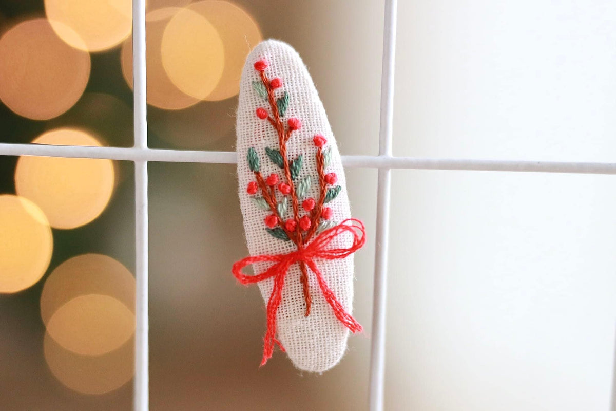 Finer Embroidery - Christmas Embroidered Hair Clips