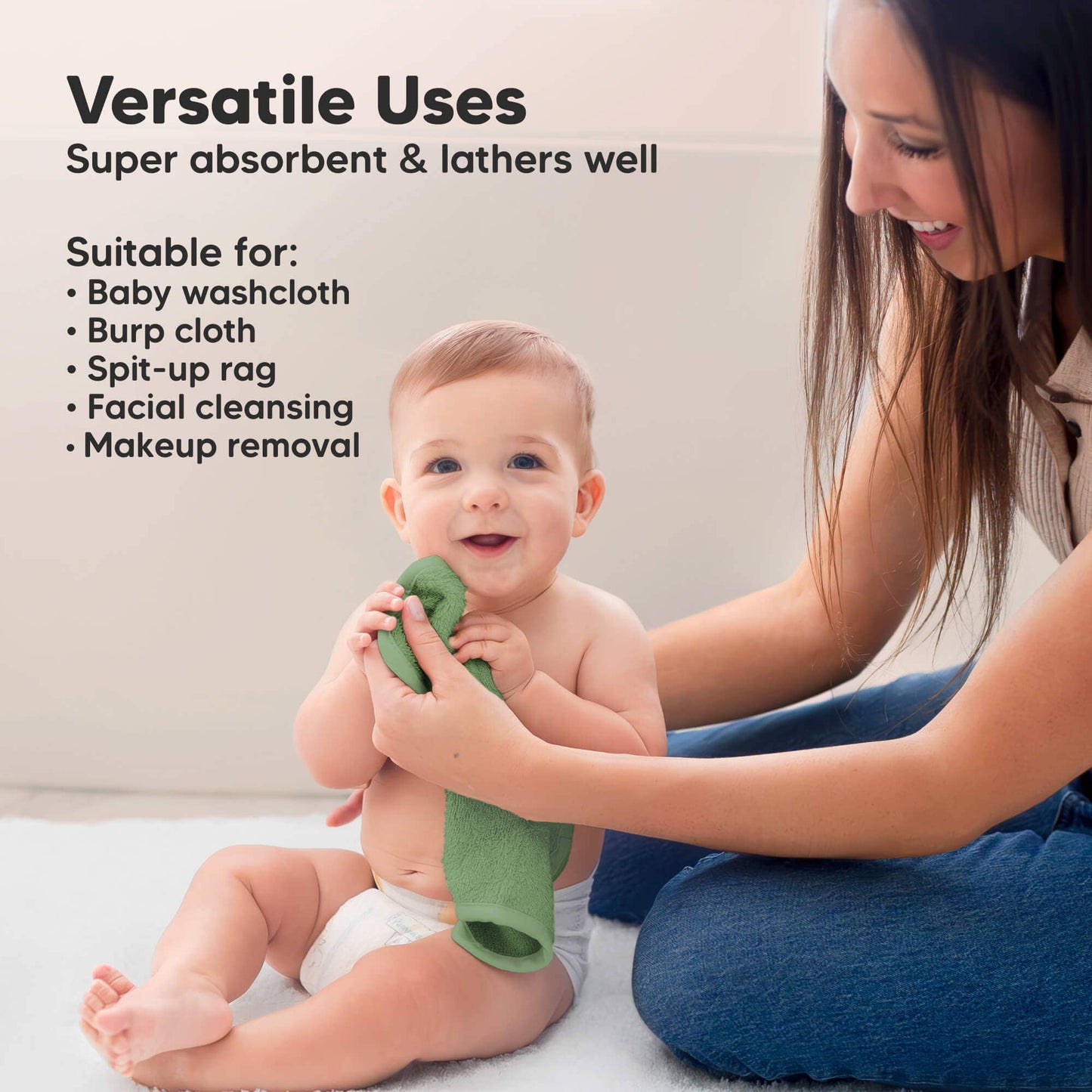 KeaBabies - 6-Pack Baby Wash Cloths