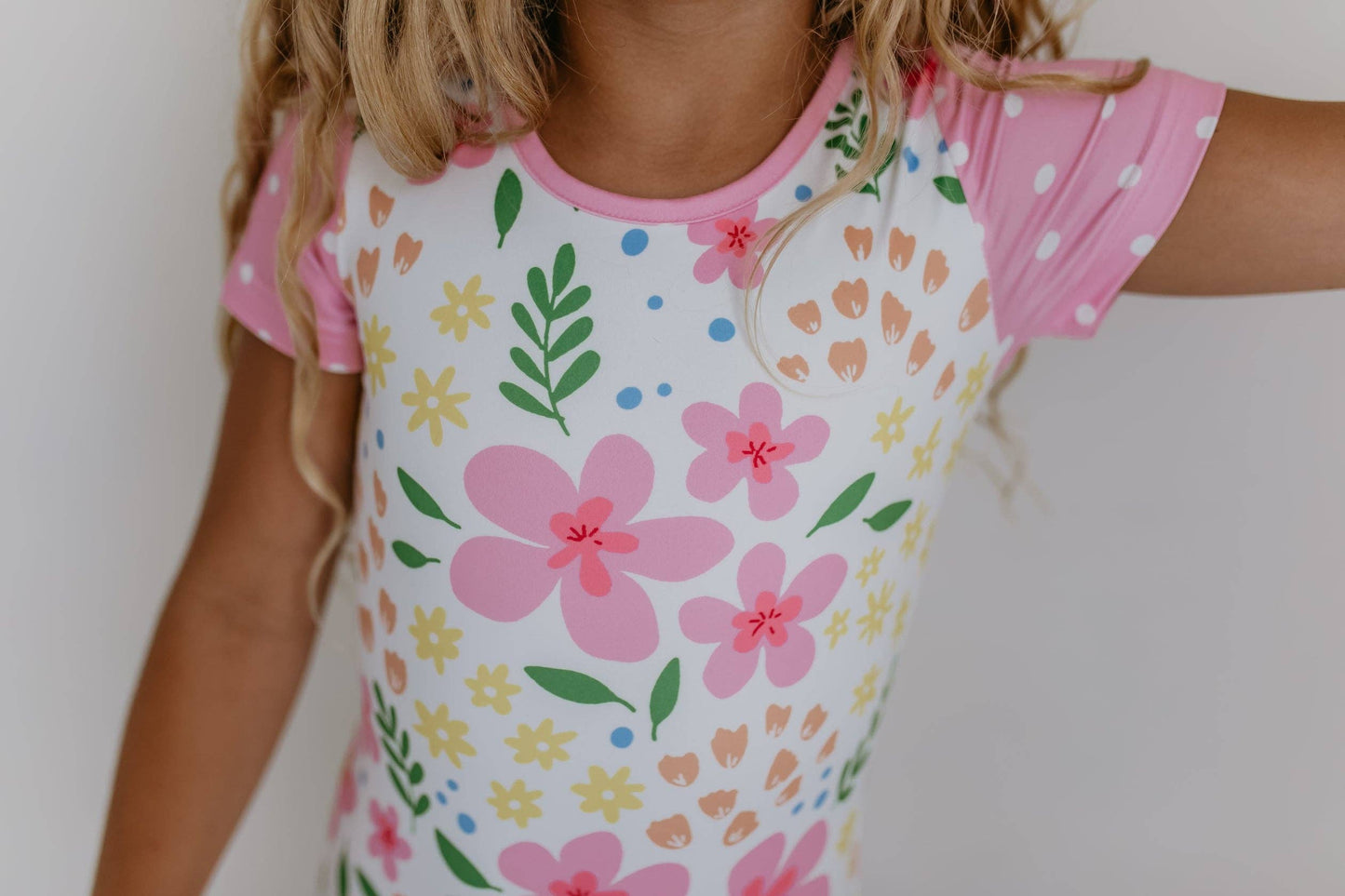 Oopsie Daisy - Kids Pink & Yellow Floral Shortie Dance Gymnastics Leotard