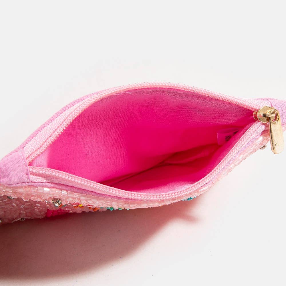 Collections by Fame Accessories - Best Mom Ever Floral Seed Beaded Coin Purse