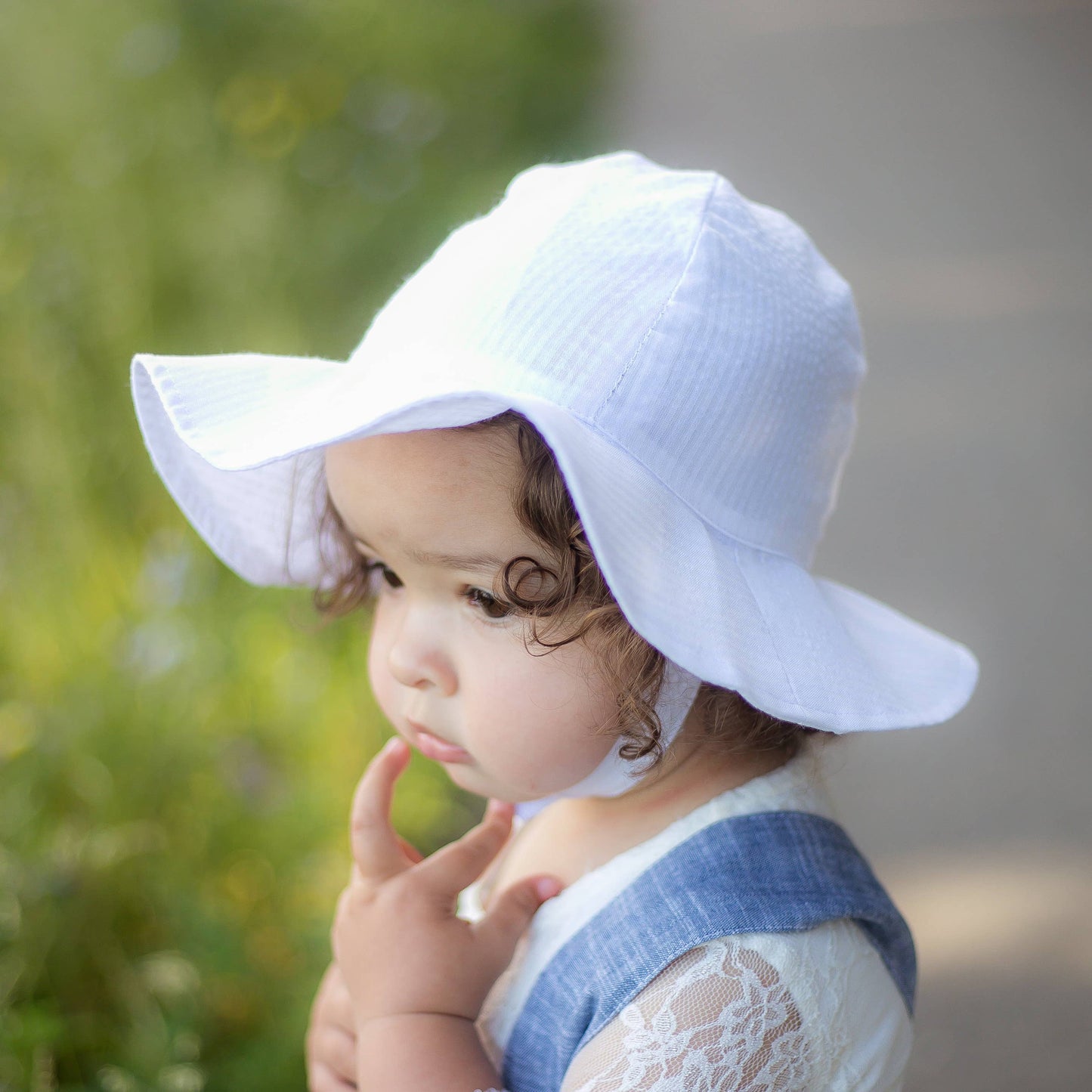 Huggalugs - White Seersucker Sunhat Baby & Toddler