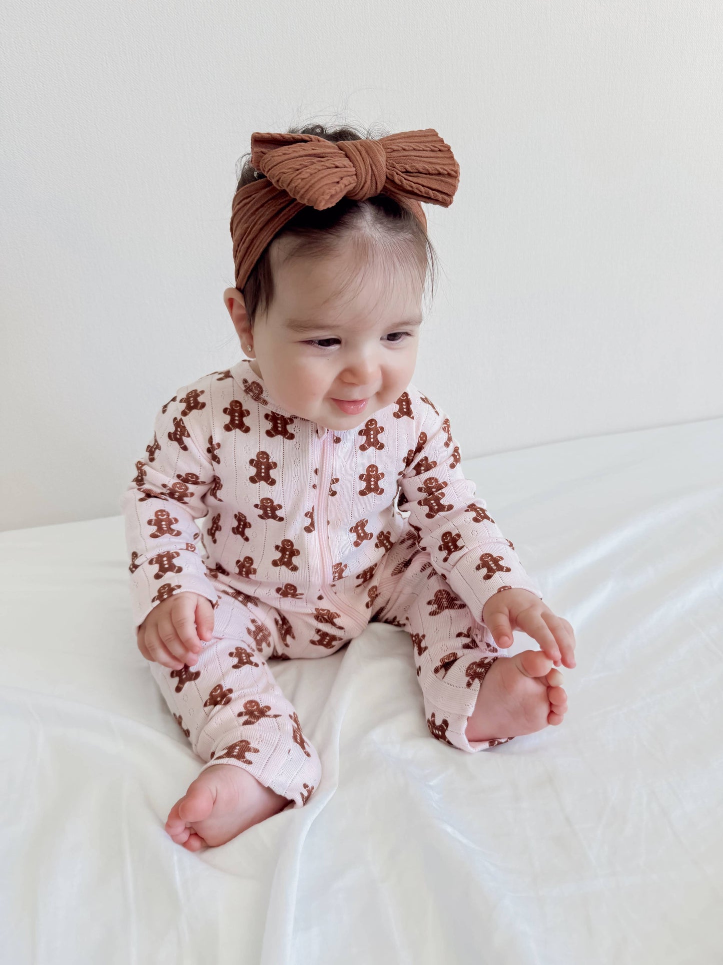 SIIX Collection - Blush Gingerbread / Organic Pointelle 2-Way Zip Romper