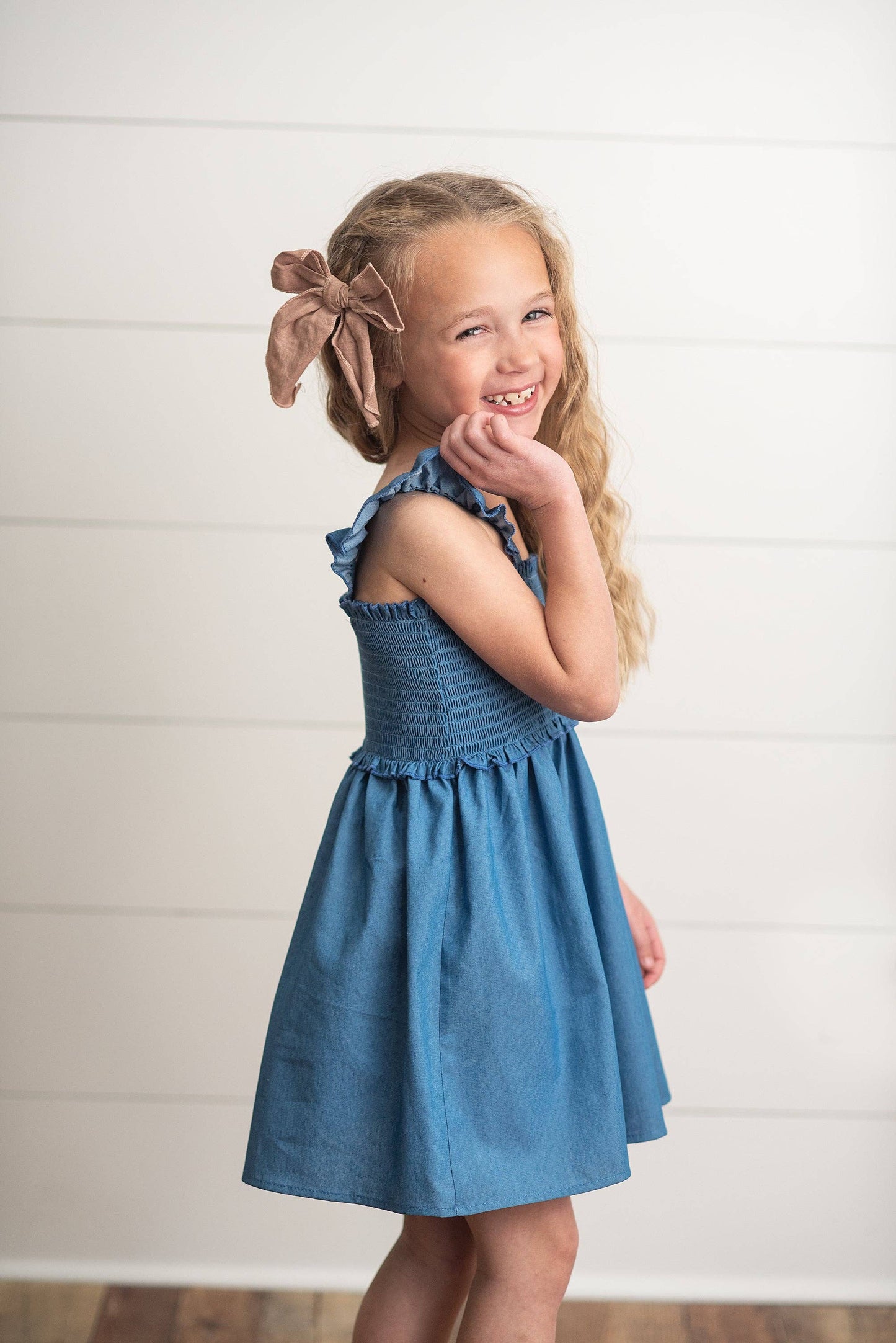 Adorable Sweetness - Girls Blue Shirred Ruffle Spring Summer