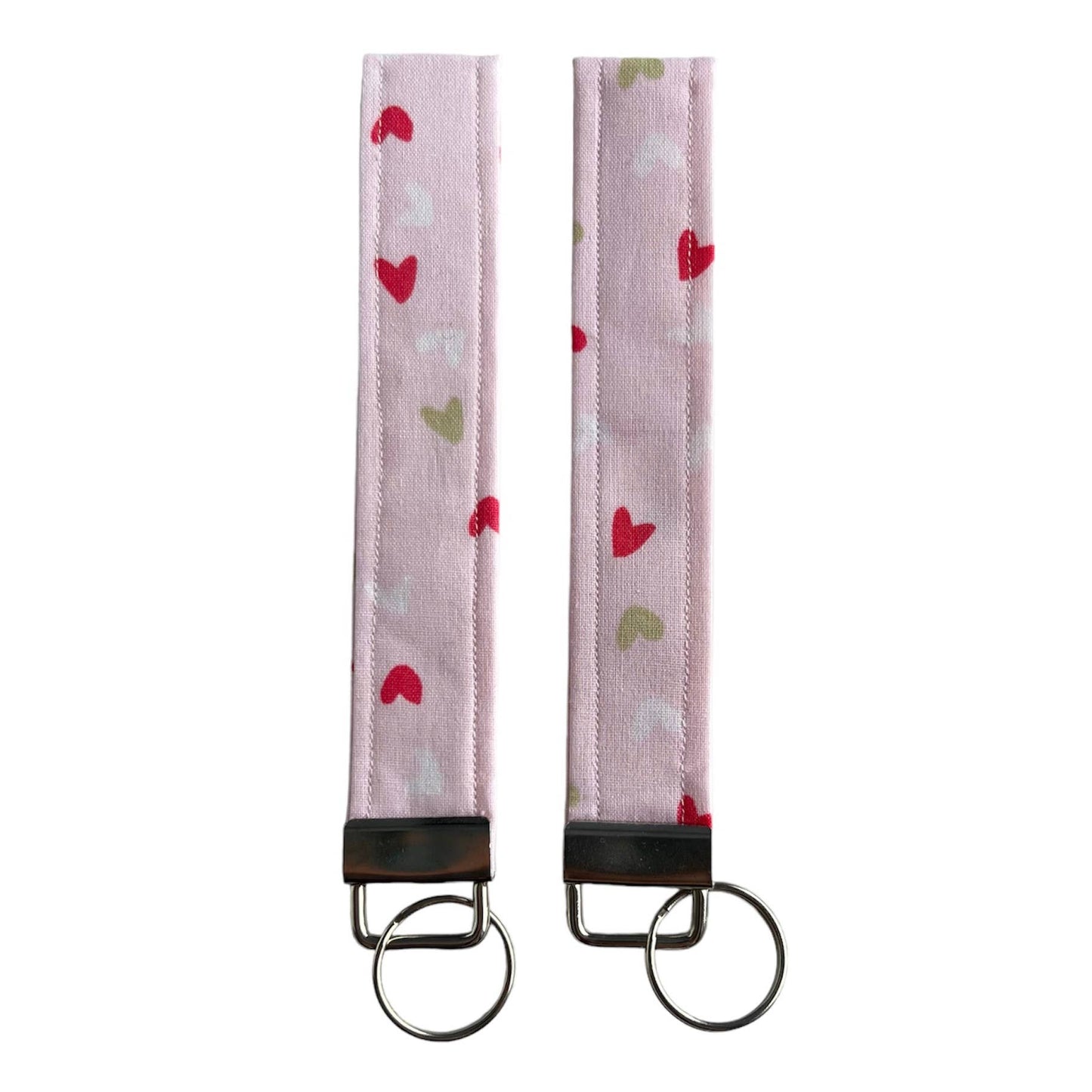 The Sticker Lab - Pink Hearts Fabric Keychain Wristlet, Key Fob