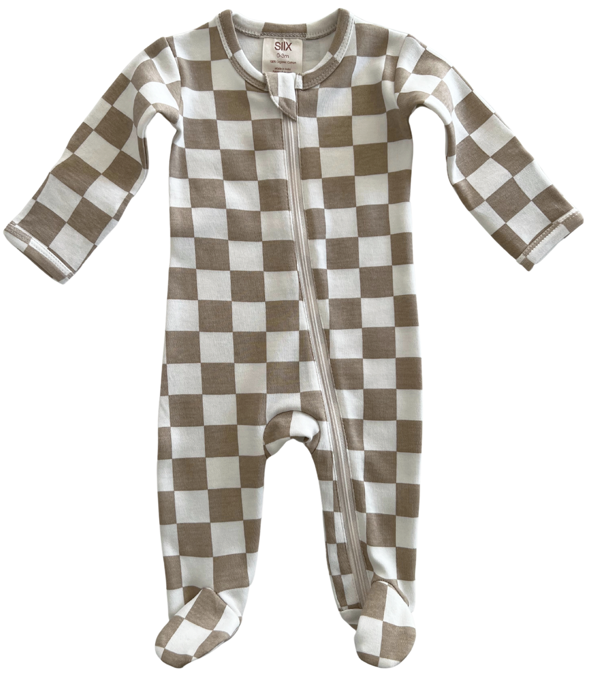SIIX Collection - Tiramisu Checkerboard / Organic Zip Footie