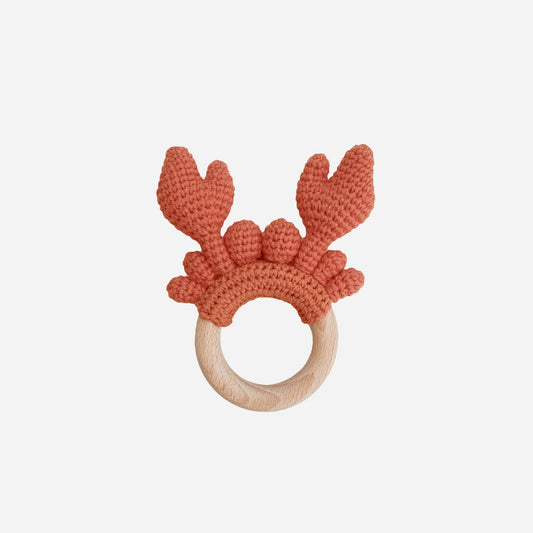 The Blueberry Hill - Teether Crab Crocheted Cotton Baby Gift Spring Summer Beach