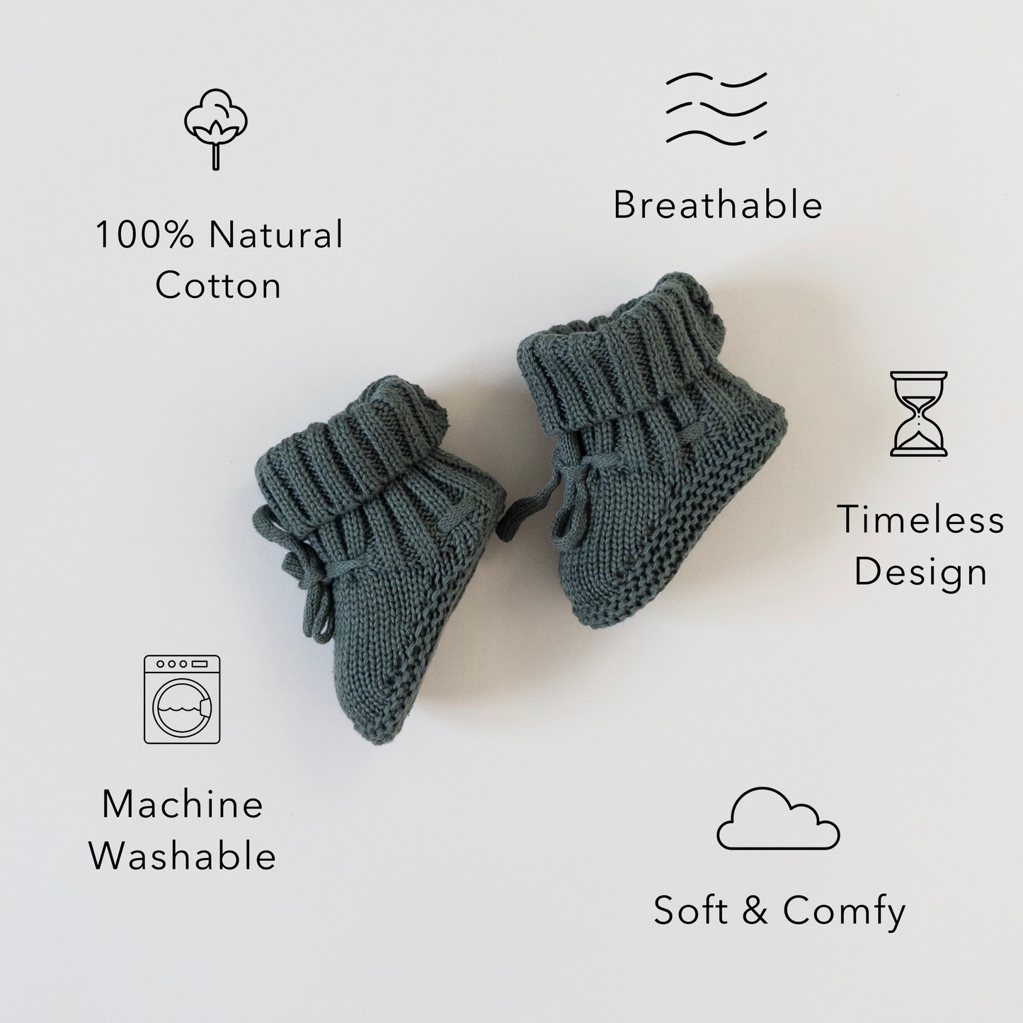 Pine Kids - Knit Booties - Pine