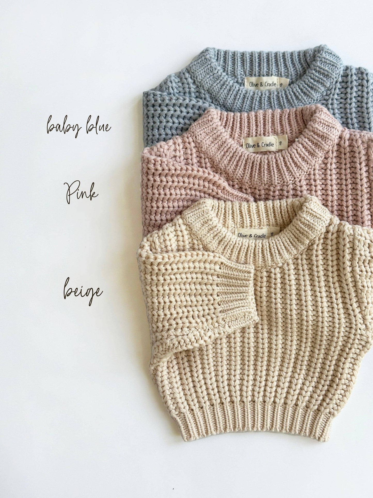 OLIVE & CRADLE - Baby Chunky Knit Braided Sweater