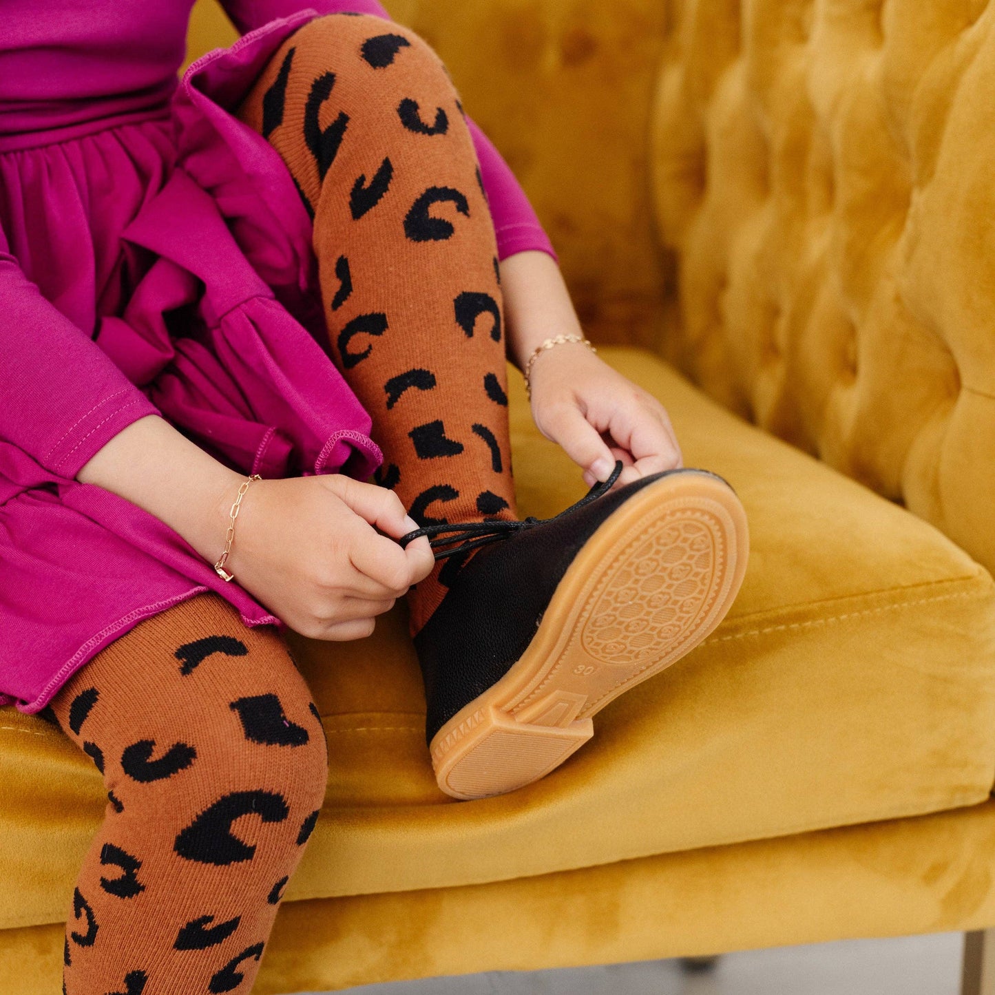 Little Stocking Co. - Leopard Knit Tights: 3-4 YEARS