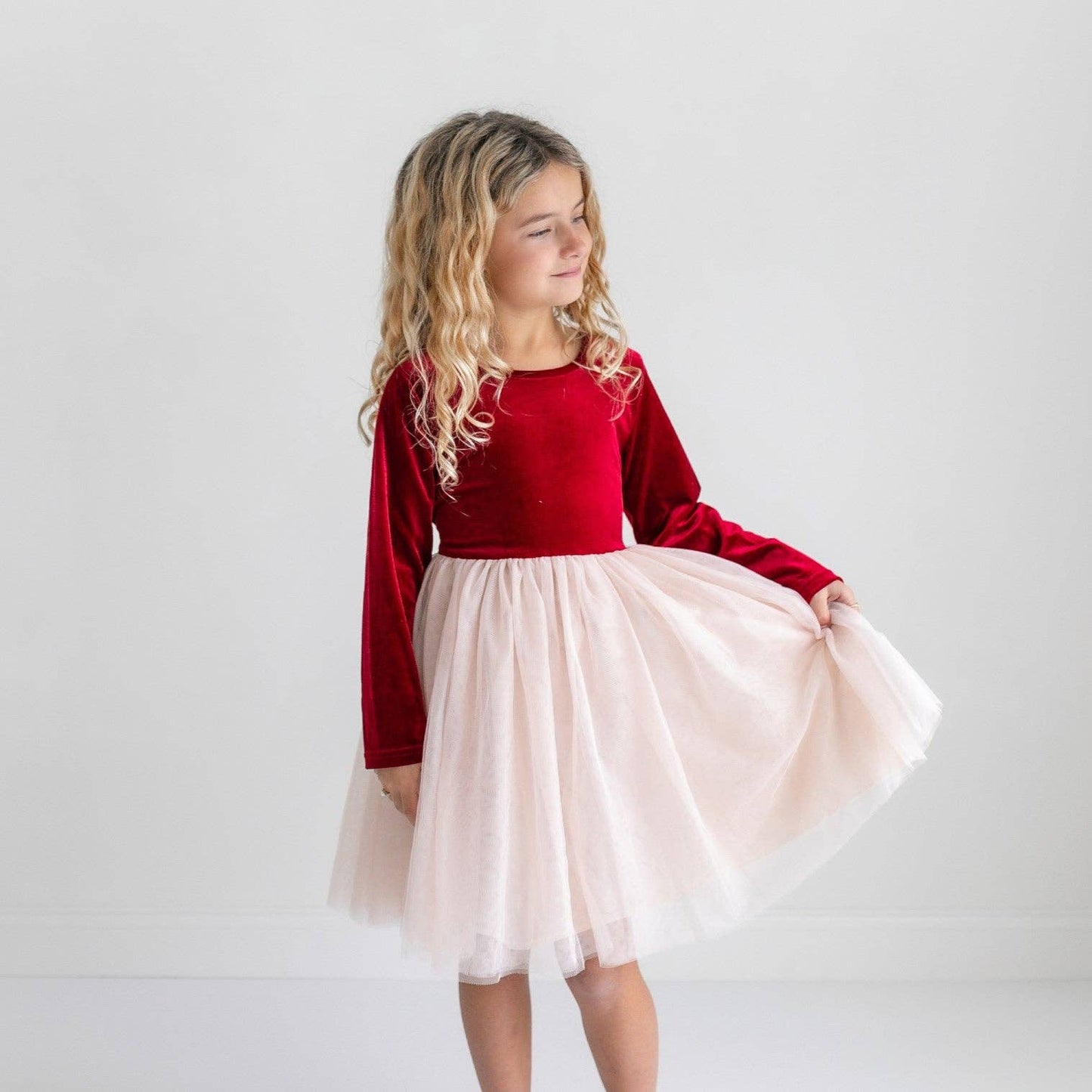Oopsie Daisy - Girls Red Velvet Tulle Fancy Holiday Winter Party Dress
