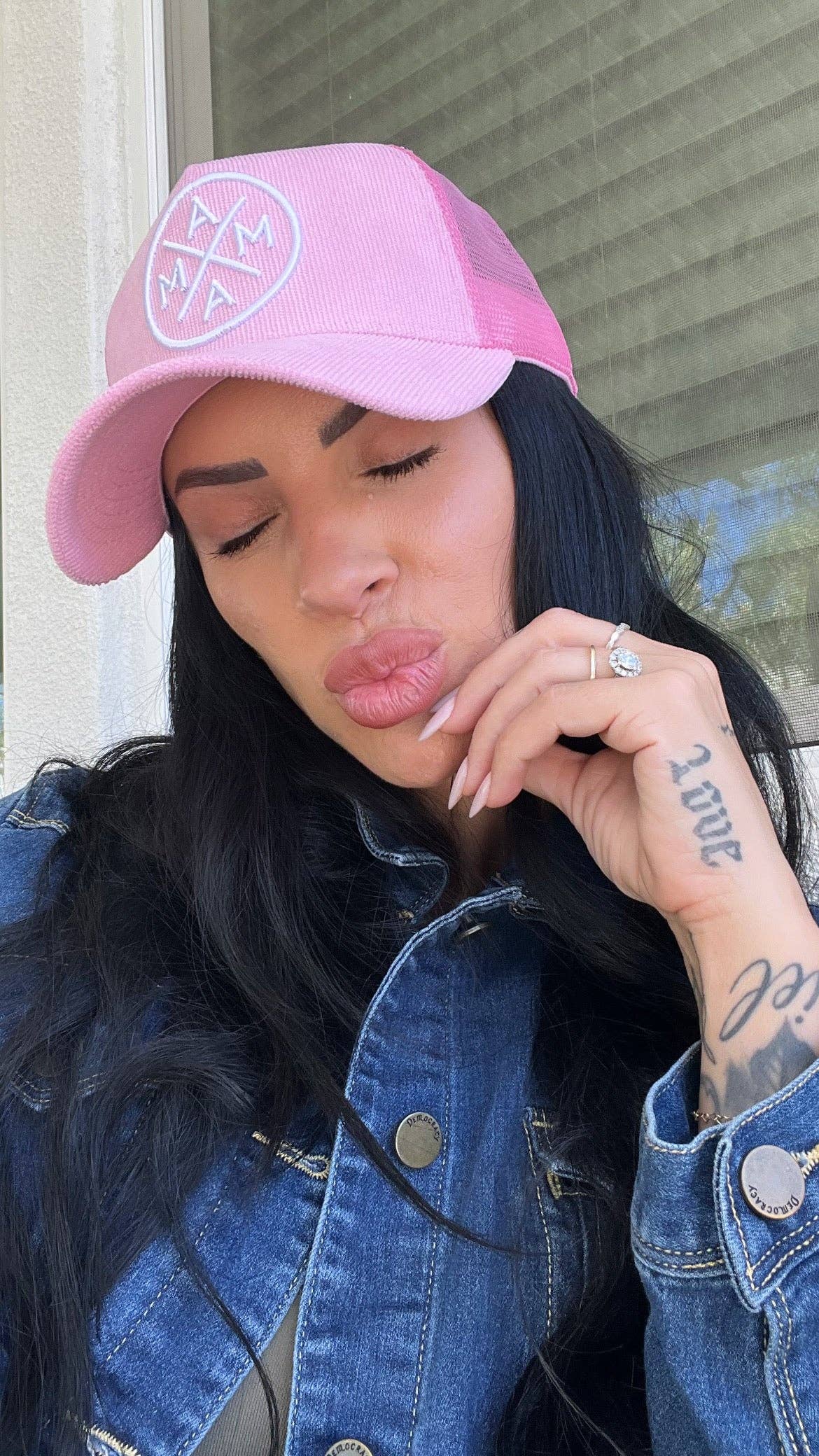 The Mama X™ Brand - Pink Corduroy Mama X Trucker