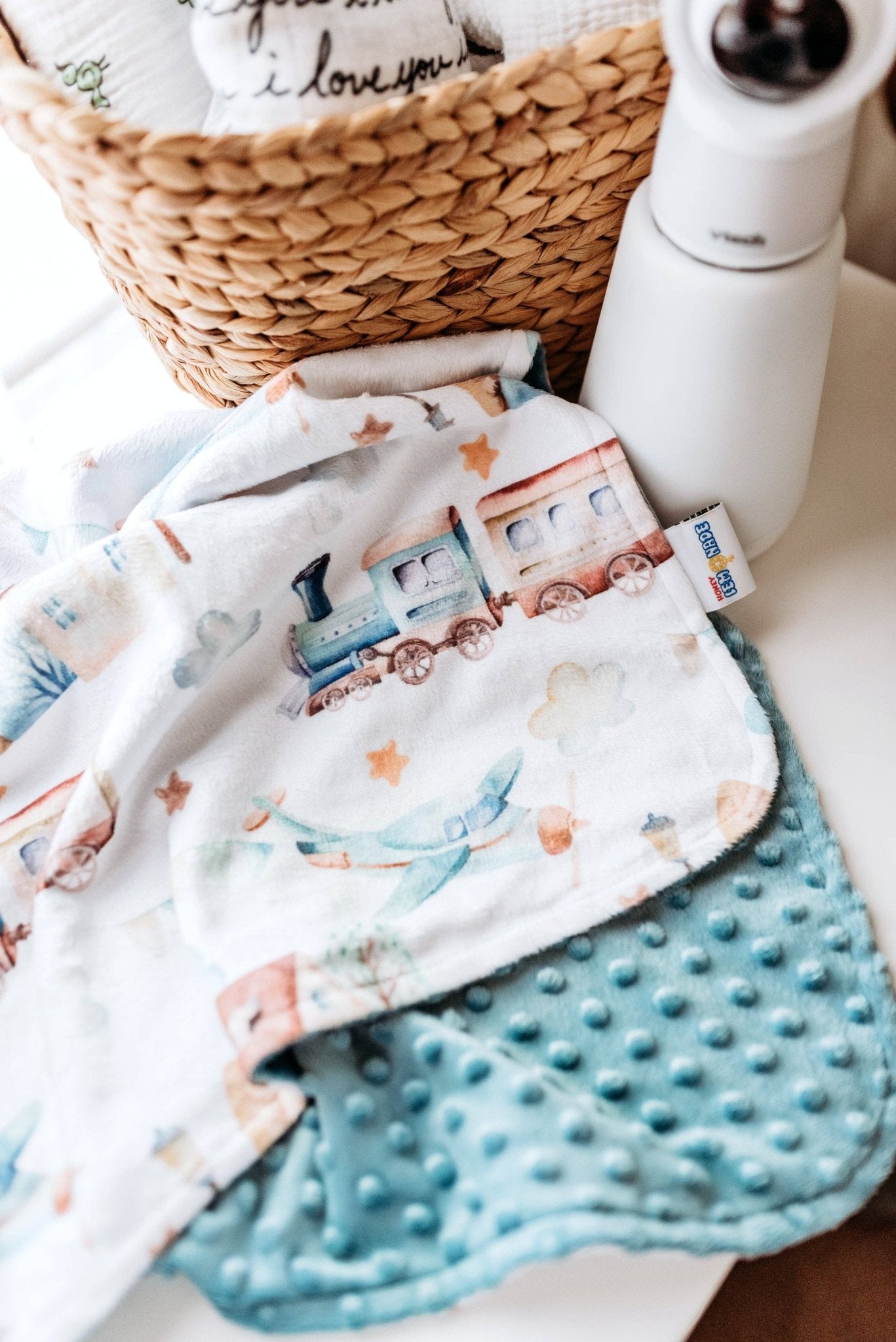Honey Lemonade - Premium Baby & Toddler Minky Blanket - Planes, Trains, Autom - Citrus Sky Boutique