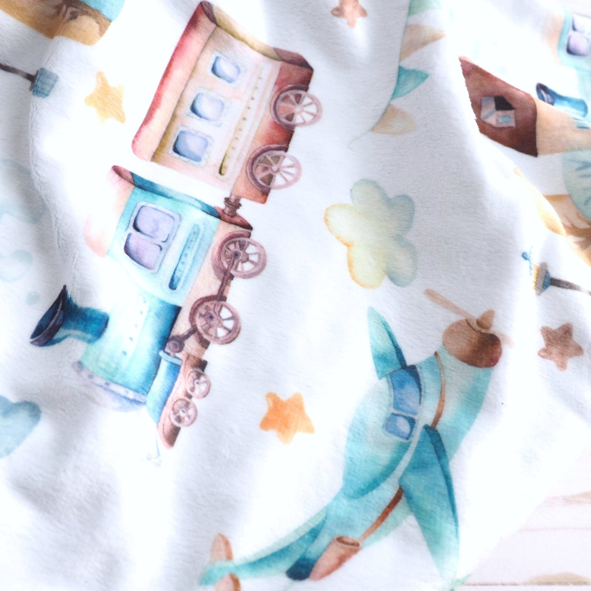 Honey Lemonade - Premium Baby & Toddler Minky Blanket - Planes, Trains, Autom - Citrus Sky Boutique