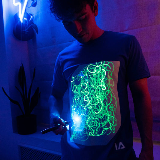 Illuminated Apparel - Adults (Unisex) Interact Glow T-Shirts - Blue/Green - Citrus Sky Boutique
