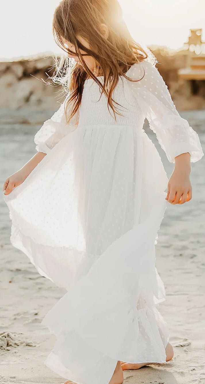 Indie Blue - Jolene Dress (white swiss dot) - Citrus Sky Boutique