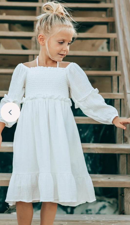 Indie Blue - Pippa Dress (white muslin) - Citrus Sky Boutique