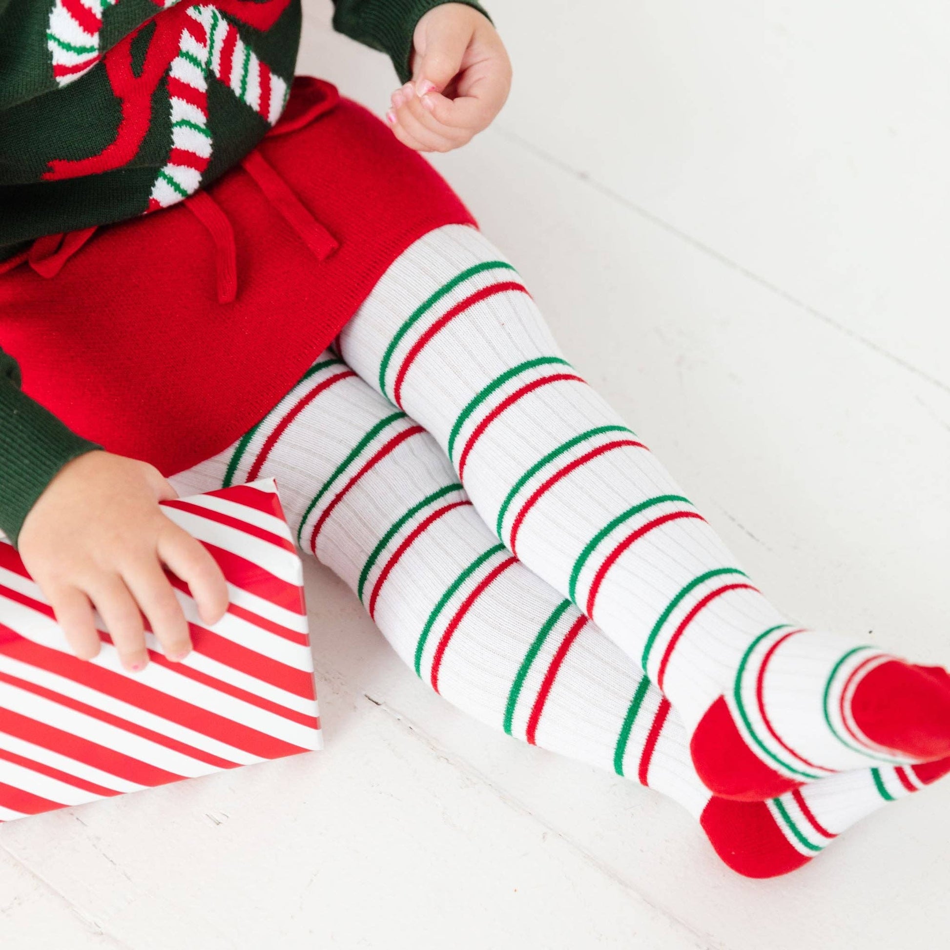 Little Stocking Co. - Christmas Stripe Ribbed Tights - Citrus Sky Boutique