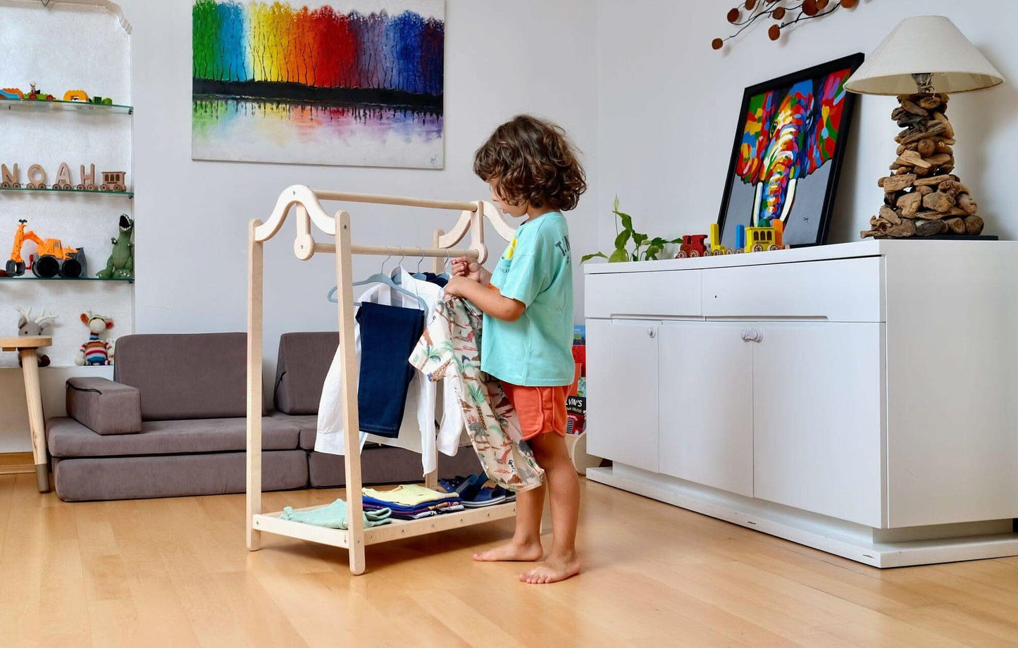 Montessori Wooden Kids Clothing Rack - online purchase only