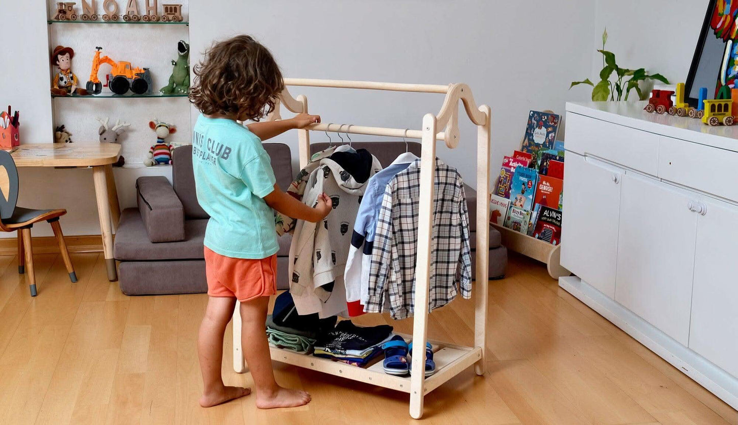 Montessori Wooden Kids Clothing Rack - online purchase only