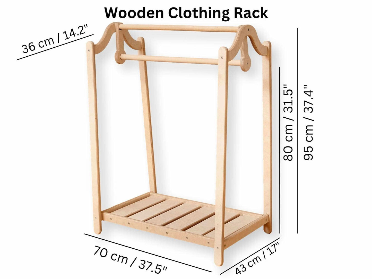 Montessori Wooden Kids Clothing Rack - online purchase only