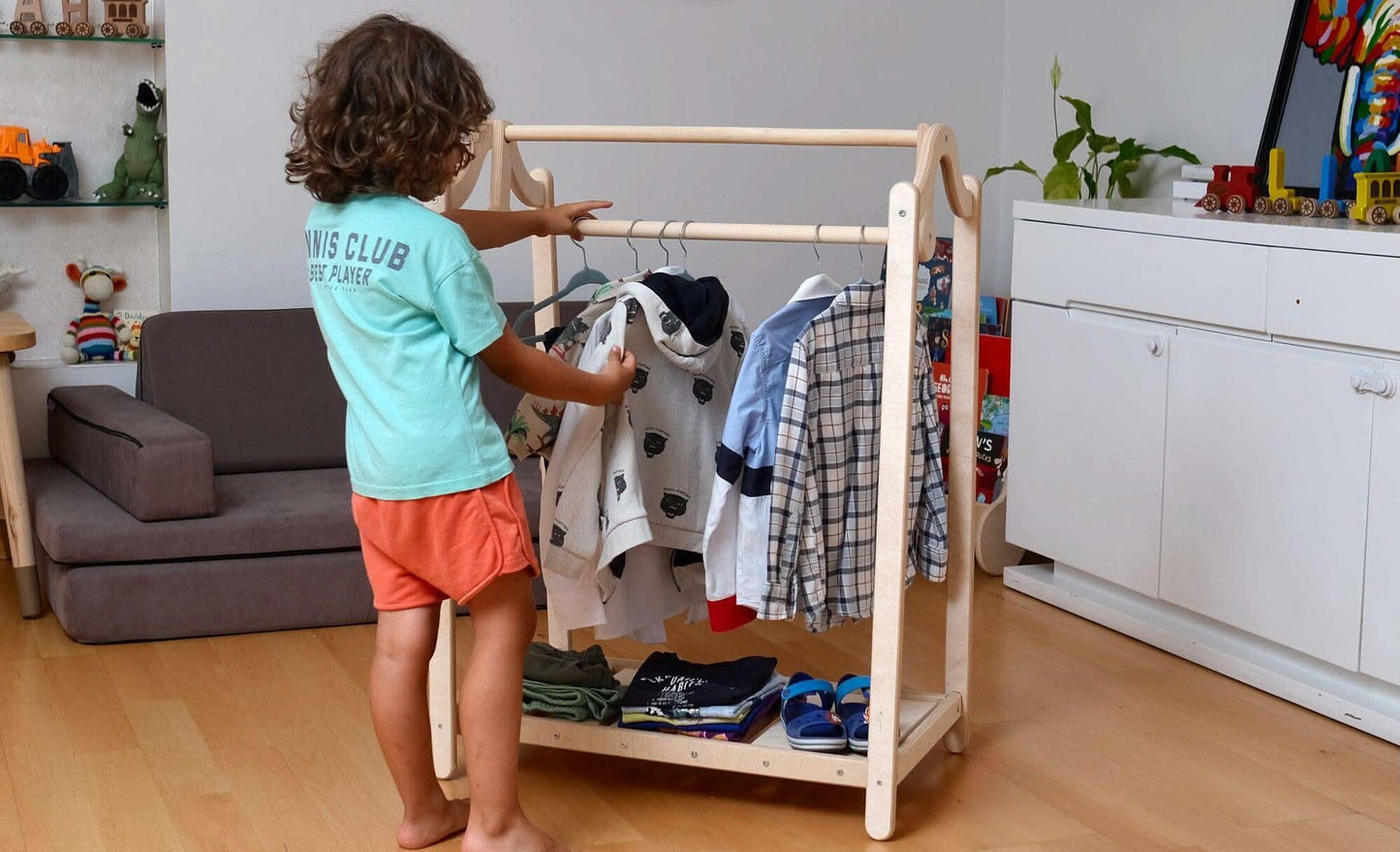 Montessori Wooden Kids Clothing Rack - online purchase only