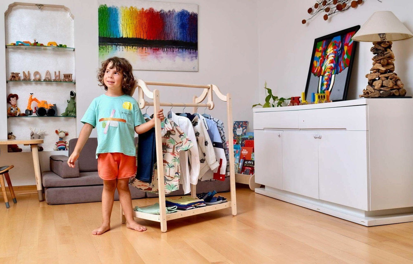 Montessori Wooden Kids Clothing Rack - online purchase only