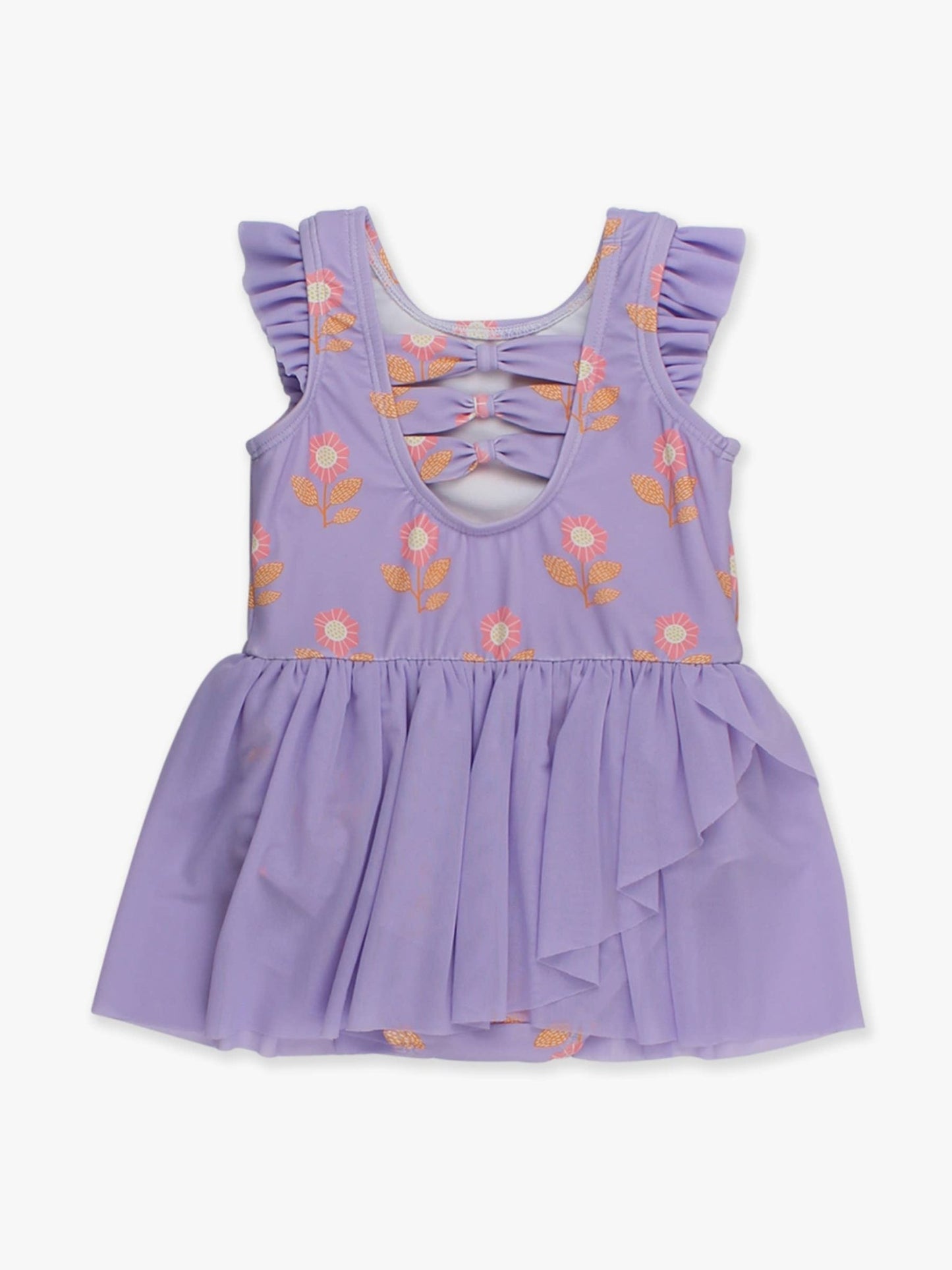 RuffleButts + RuggedButts - Girls Petunia Petals Flutter Sleeve Dance & Gymnastics Leotard - Citrus Sky Boutique