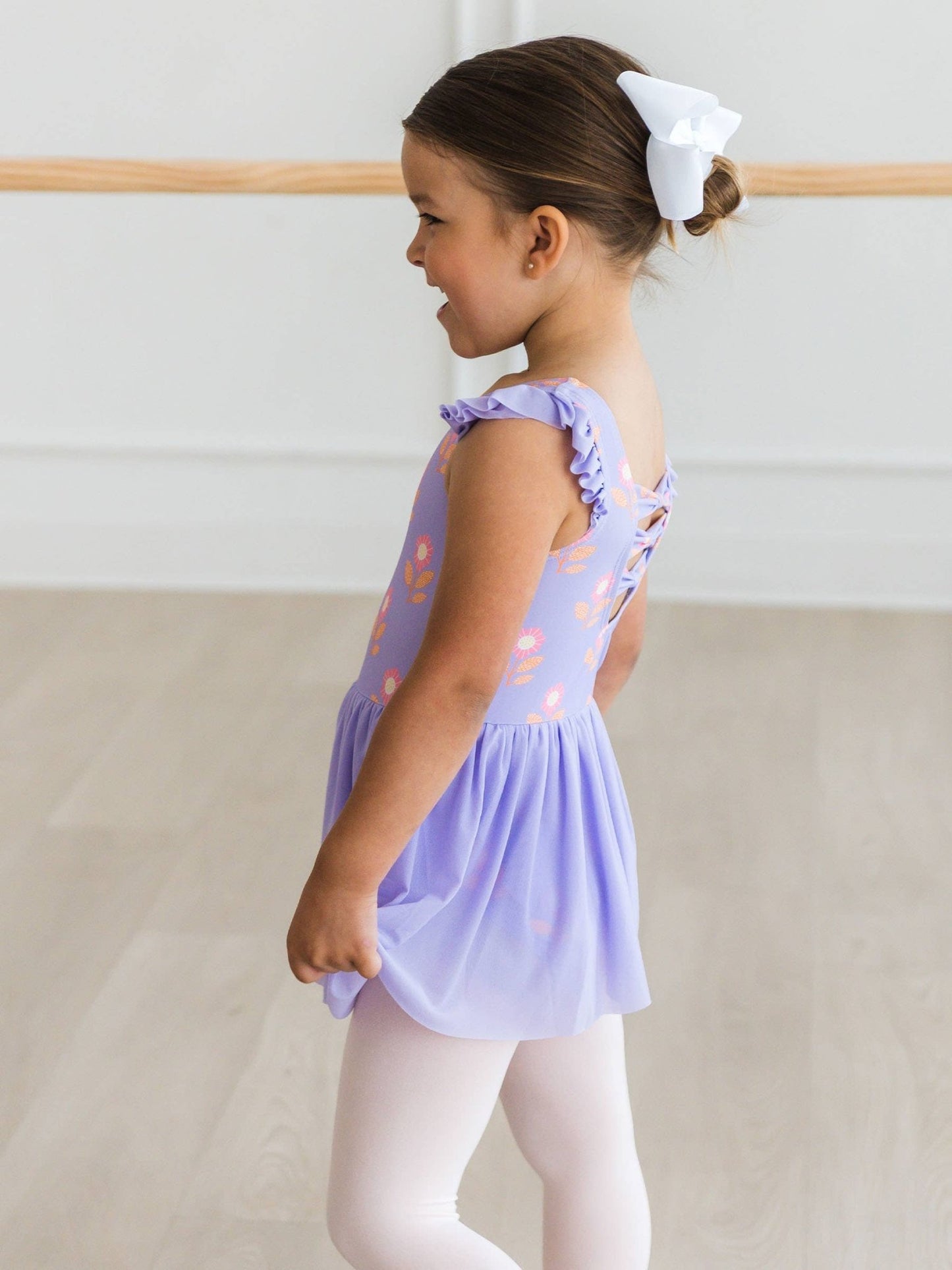 RuffleButts + RuggedButts - Girls Petunia Petals Flutter Sleeve Dance & Gymnastics Leotard - Citrus Sky Boutique