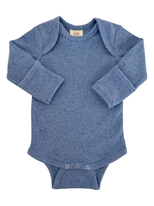 SIIX Collection - Blue Speckle / Long Sleeve Bodysuit - Citrus Sky Boutique