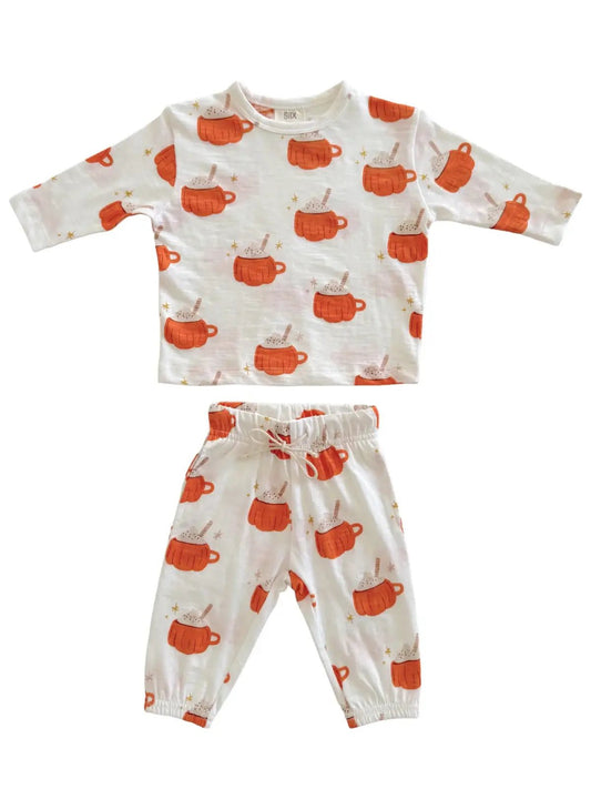 SIIX Collection - Pumpkin Mug / Organic Long Sleeve Tee & Pant Set - Citrus Sky Boutique