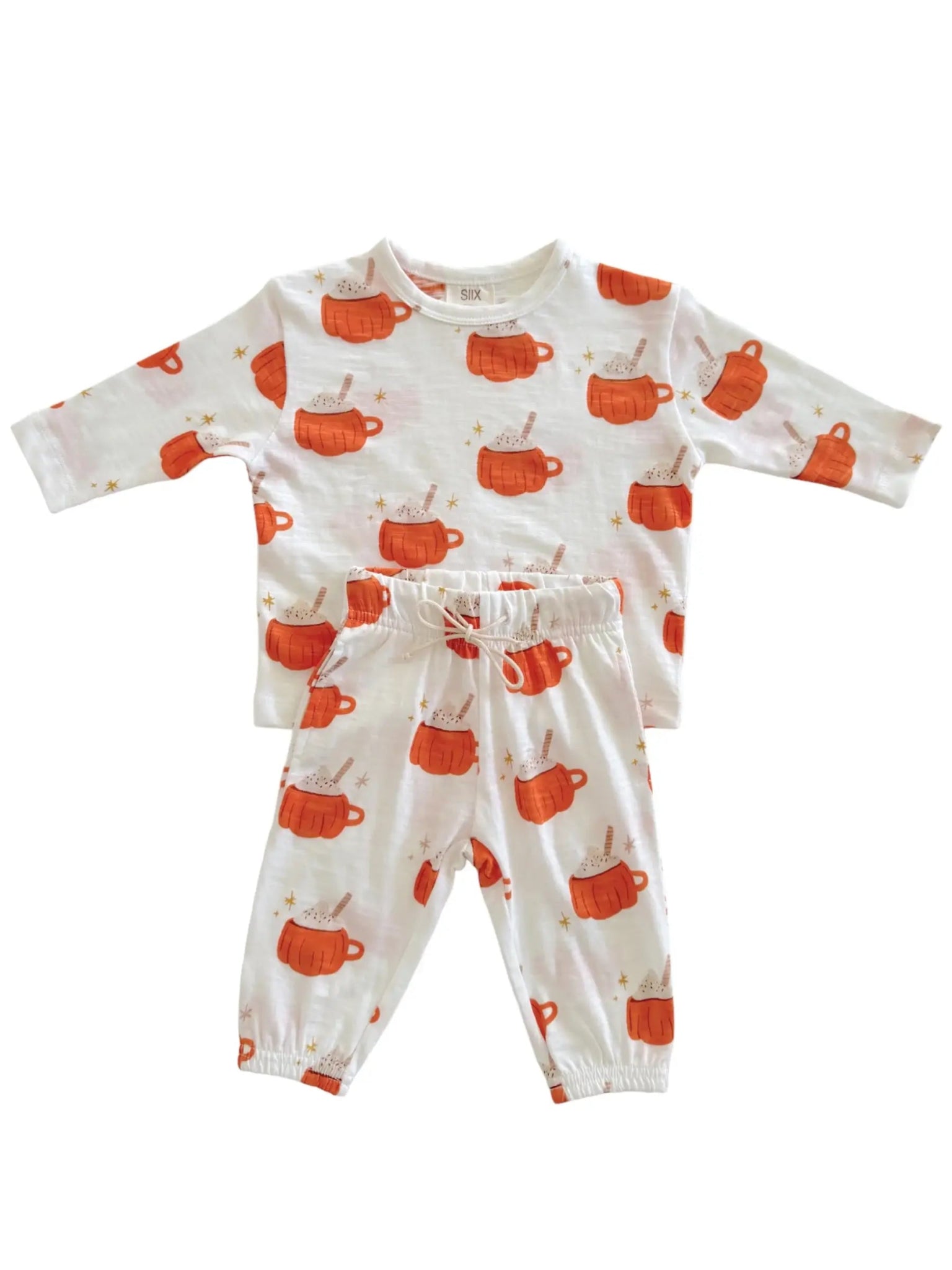 SIIX Collection - Pumpkin Mug / Organic Long Sleeve Tee & Pant Set - Citrus Sky Boutique