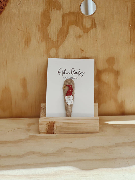 Embroidered Baby Hair Clips: Gnome