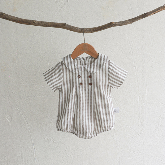 Annie & Charles - Annie & Charles® Organic Cotton PIM Bloomer: light grey striped