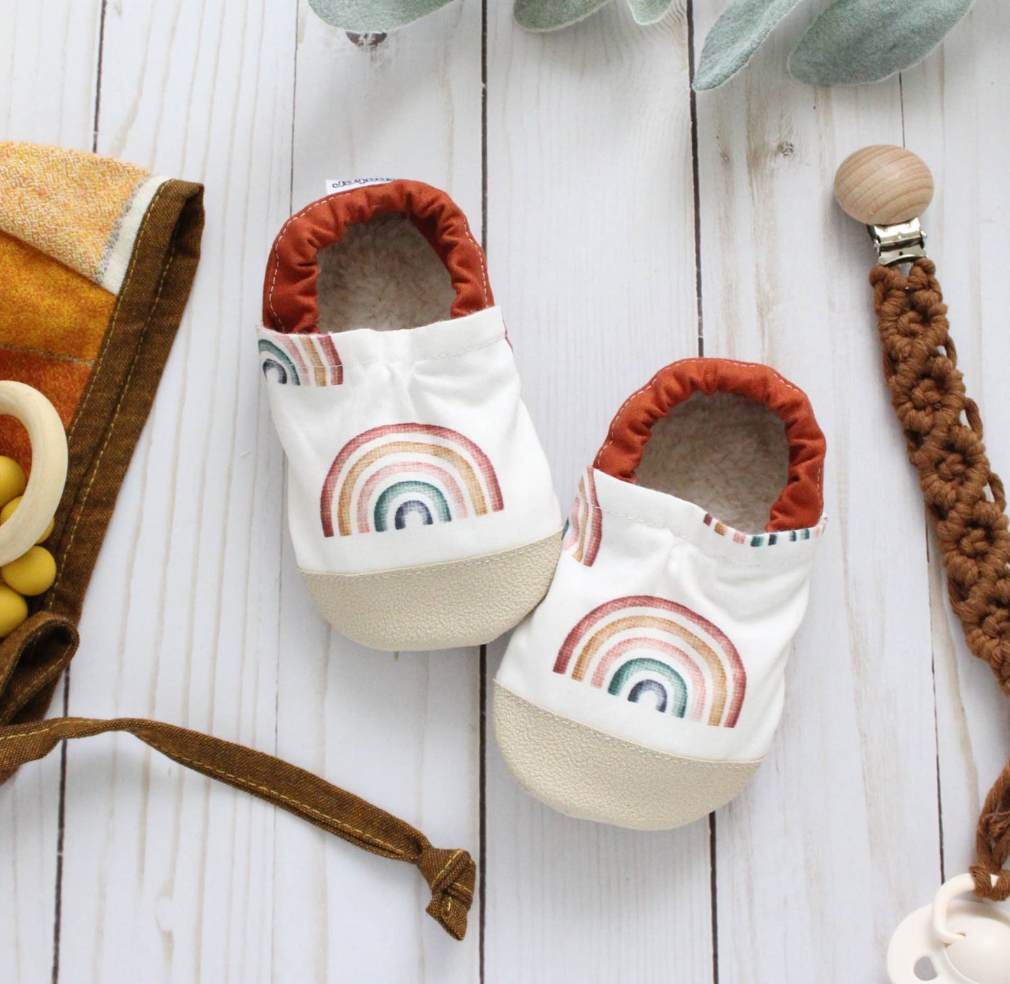 Scooter Booties - Neutral Rainbows Baby Shoes: 12 - 18 months