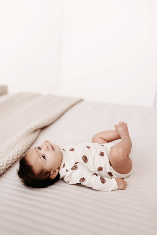 City Mouse Studio - PNW Baby 2PC set Pants and Long sleeve Bodysuit- Pinecones