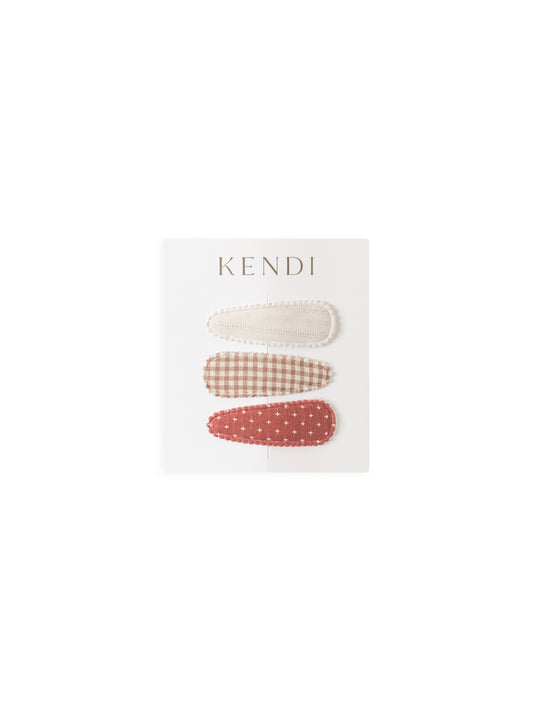 Colored Organics - Baby Hair Clips 3 Pack - Walnut Gingham