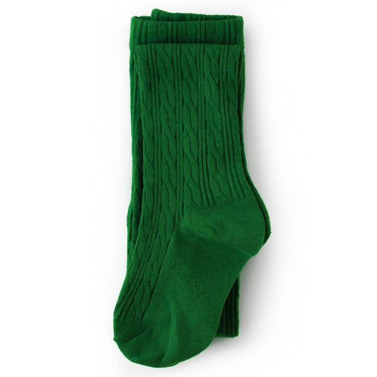 Little Stocking Co. - Noble Green Cable Knit Tights: 3-4 YEARS