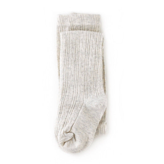 Heathered Ivory Cable Knit Tights: 1-2 YEARS