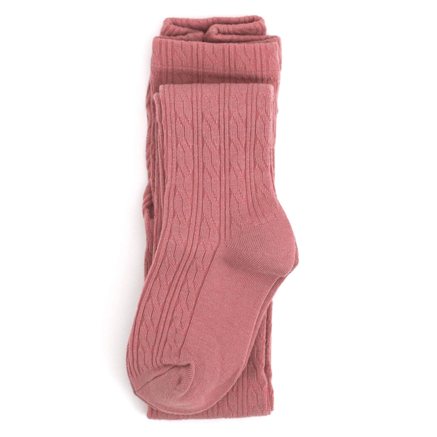 Old Rose Cable Knit Tights: 5-6 YEARS