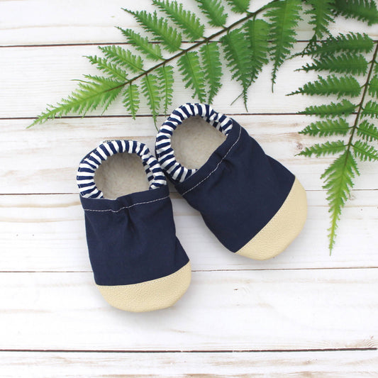 Scooter Booties - Navy Blue Baby Shoes: 0 - 6 months