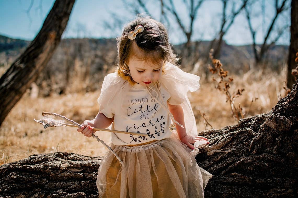 Wildflowers + Cotton - Though She Is Little She Is Fierce Onesie