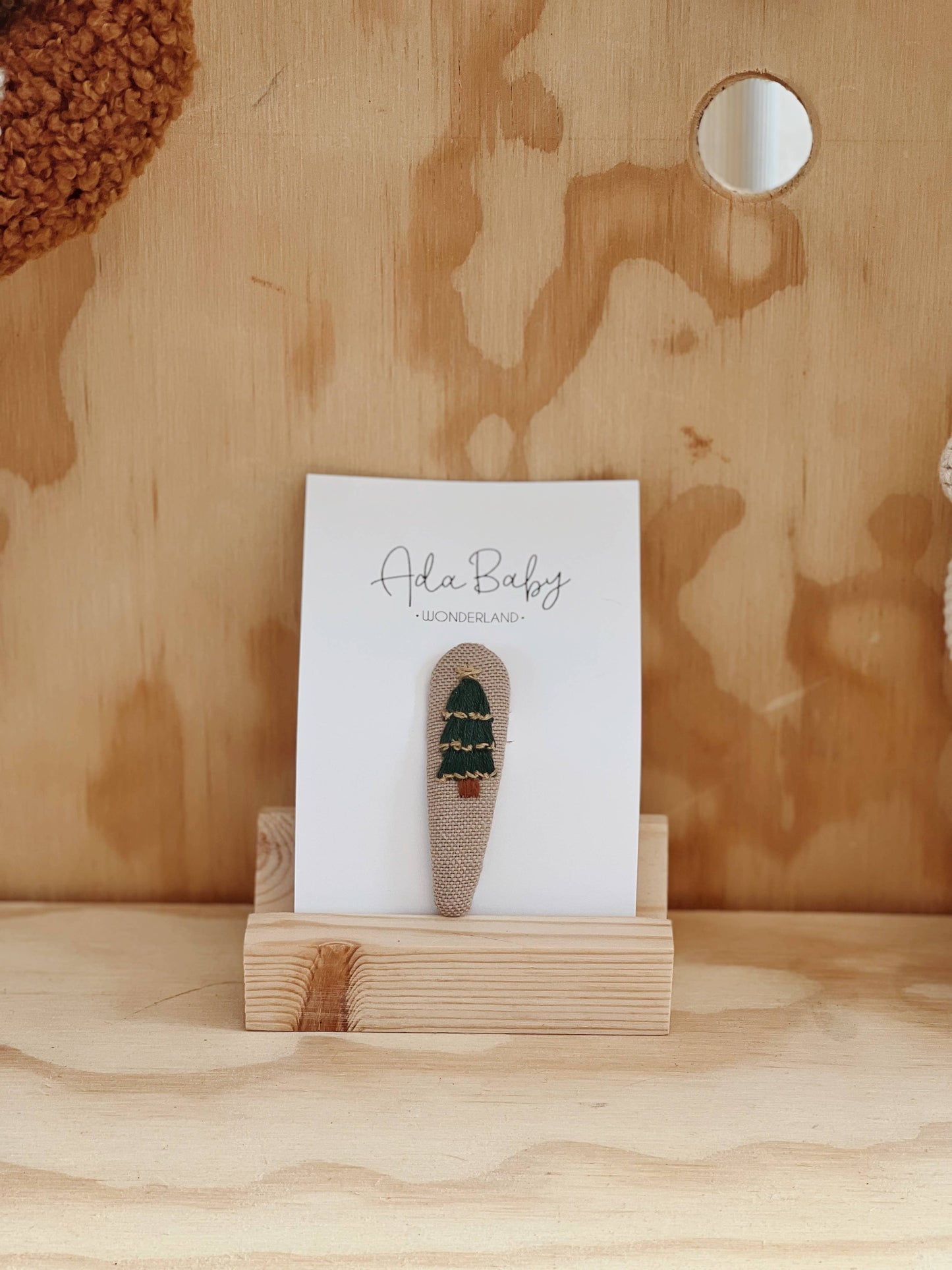 Embroidered Baby Hair Clips: Christmas Tree