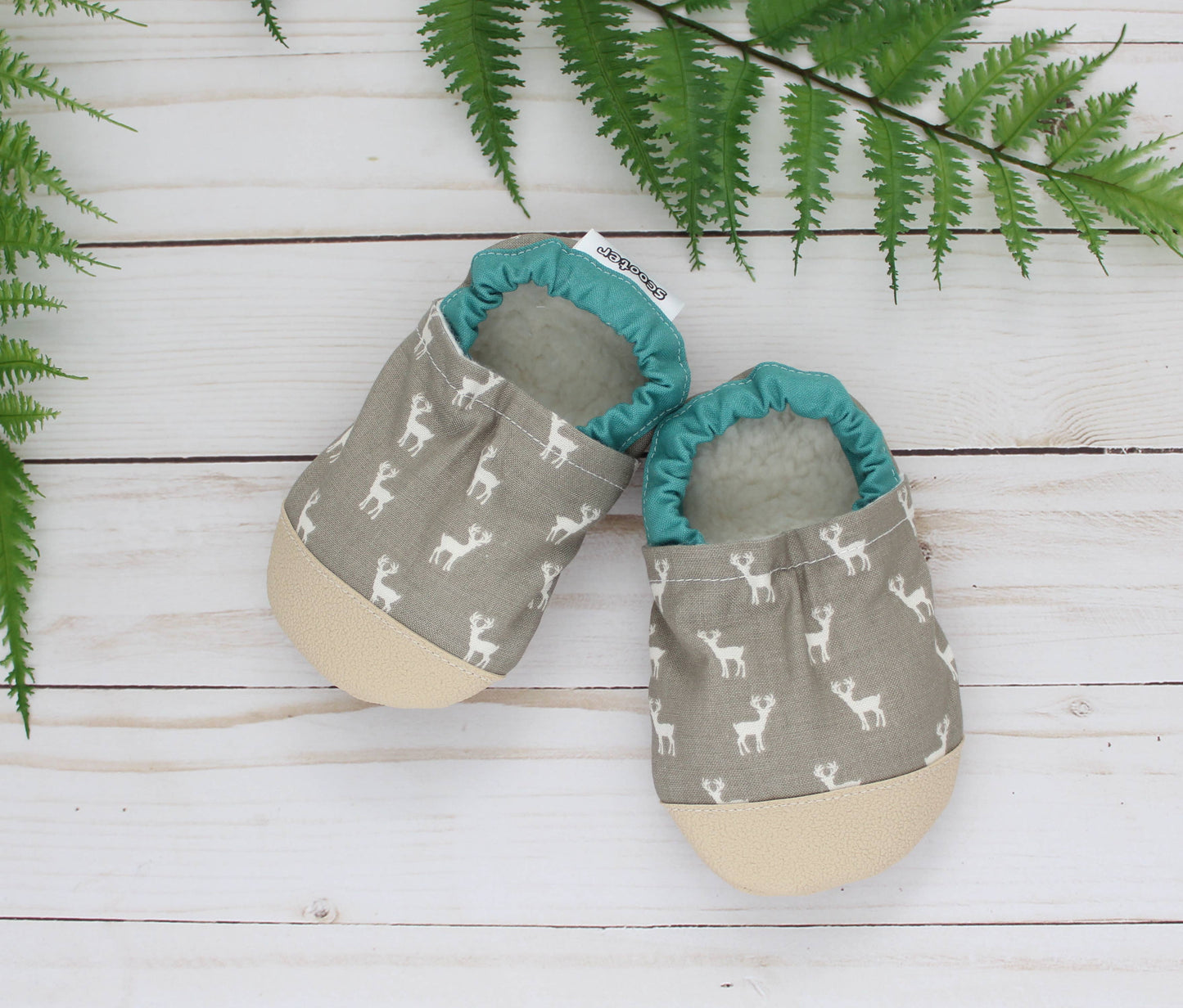 Scooter Booties - Tiny Deer Baby Shoes: 0 - 6 months