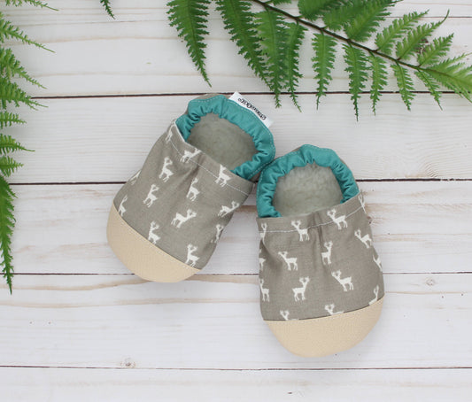 Scooter Booties - Tiny Deer Baby Shoes: 0 - 6 months