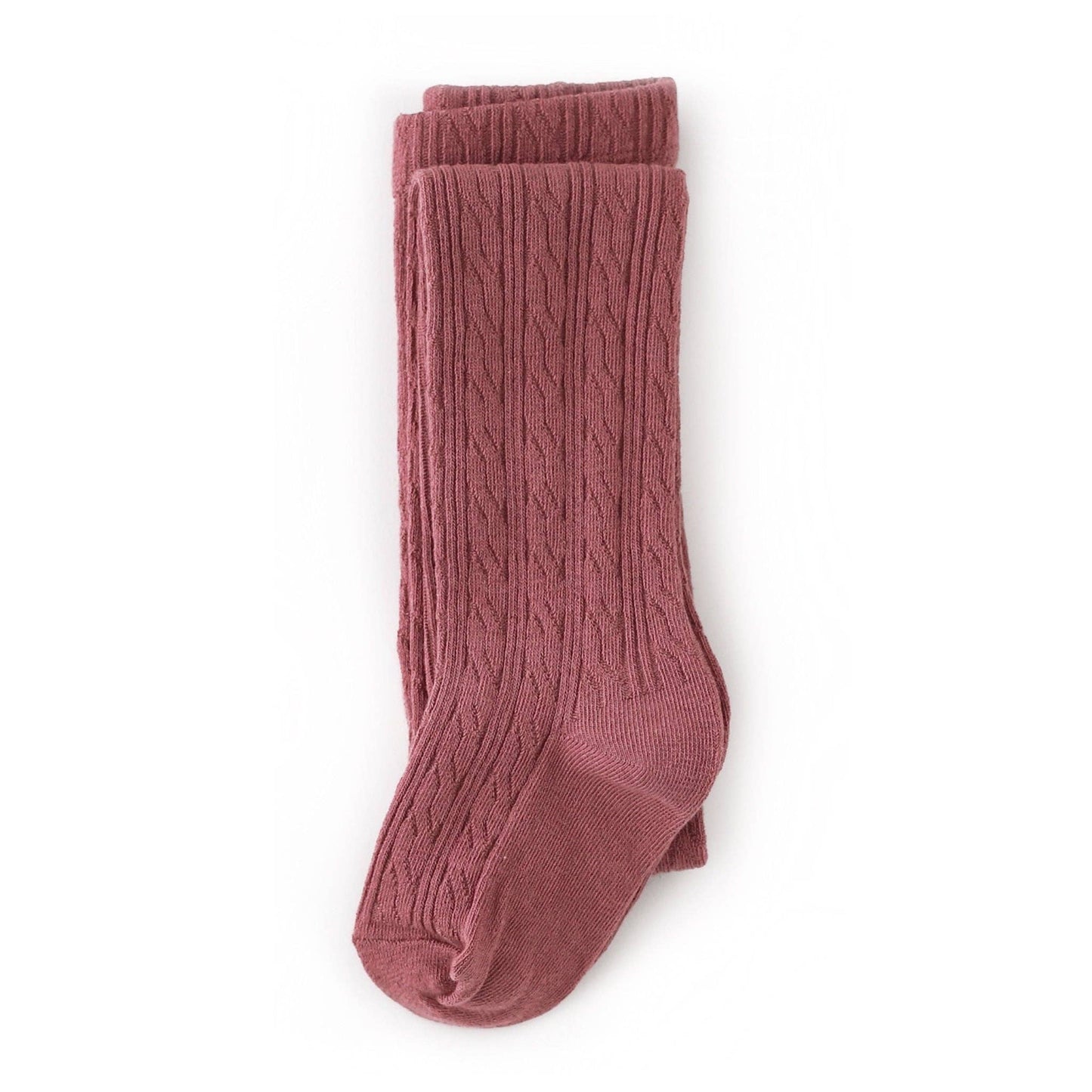 Mauve Rose Cable Knit Tights: 1-2 YEARS