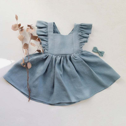 Annie & Charles - Annie & Charles® organic cotton dress with flounce: Blue