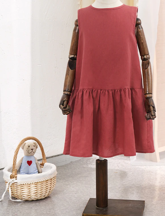 Annie & Charles - Annie & Charles® organic linen dress: Burgundy